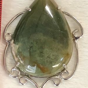 Cameron Dakota Jewelry - Jade Stone Silver Pendant Black Leather Cord Cameron Dakota Jewelry - Jade Stone Silver Pendant Black Leather Cord
